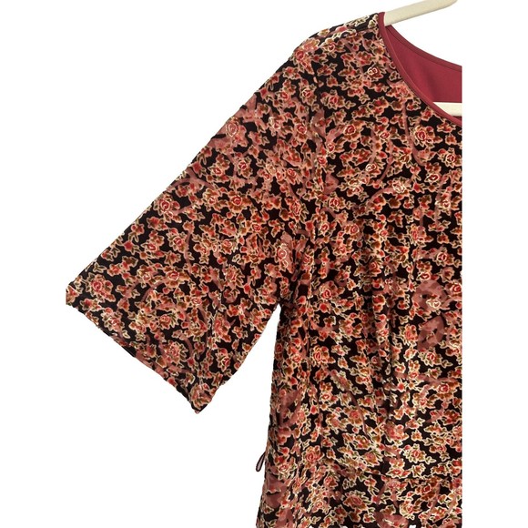 ModCloth Present the Event Burnout Velvet Fit Flare Dress 2X Brown Red Floral - Picture 4 of 13